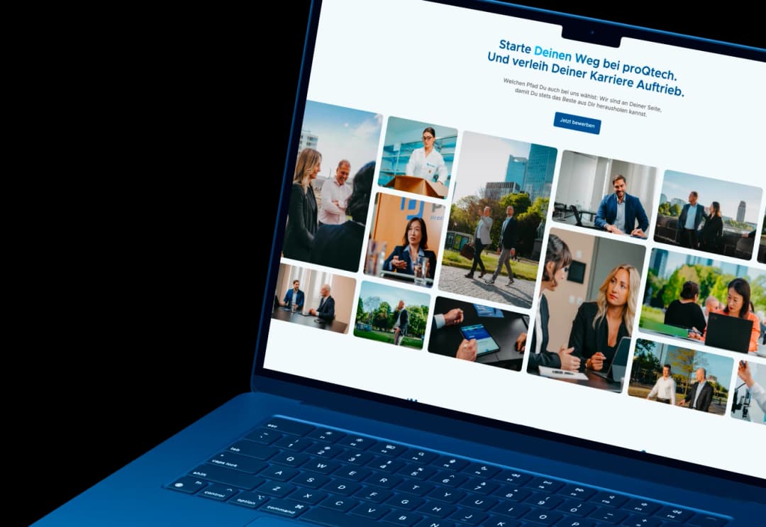 proQtech career page on a laptop – employer branding web design by K&R