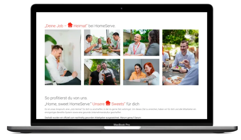 HomeServe career page on a MacBook – employer branding web design by K&R