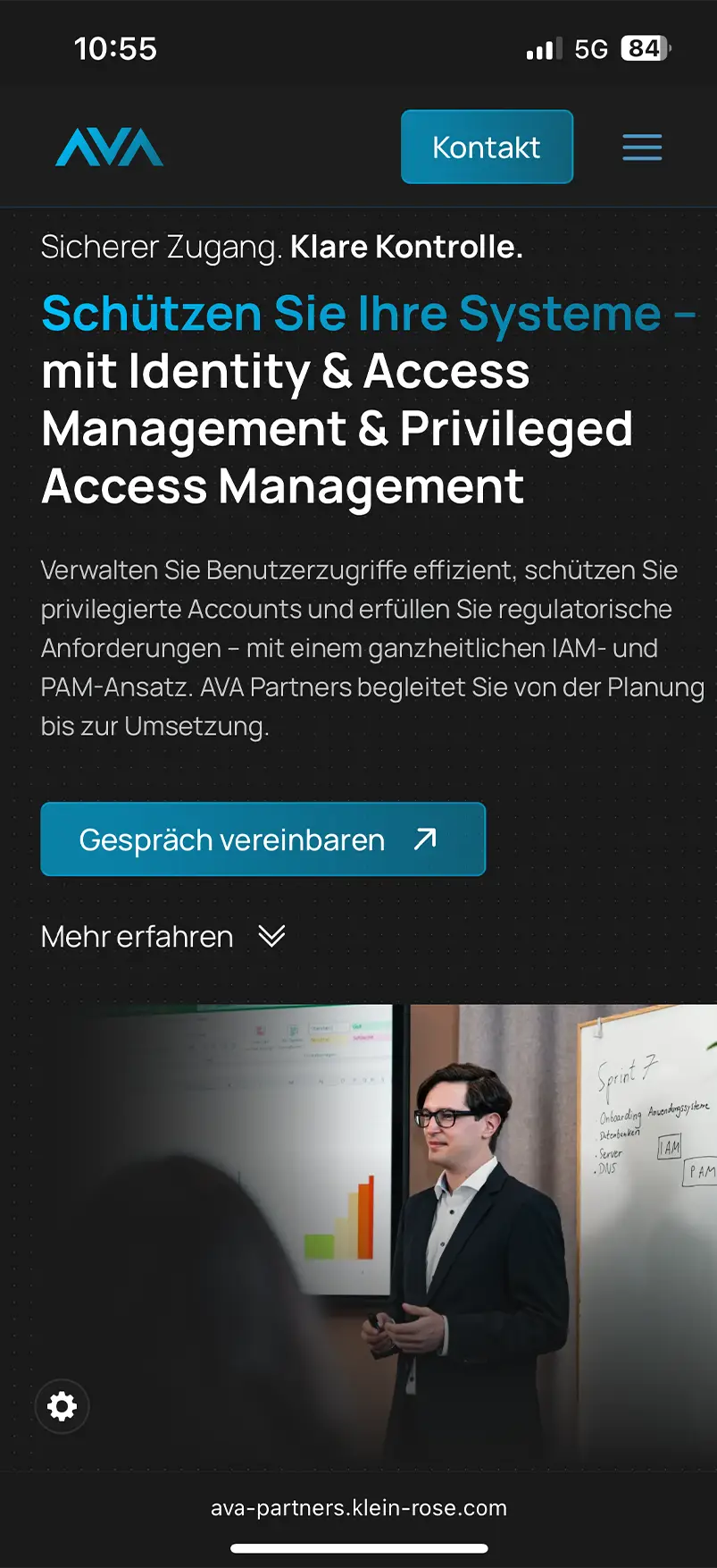 Added Value Advisory mobile view – responsive web design by Klein & Rose Frankfurt